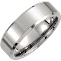 Titanium men's wedding band with beveled edge.