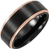 This mens wedding band features a black and pink color scheme.