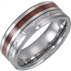 Tungsten and Meteorite Inlay with wood wedding band.