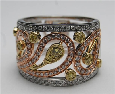 Fine Jewelry - Rings - 18 Karat Tri-Color Gold, Yellow Diamond Ring