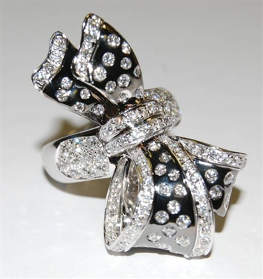 Fine Jewelry - Rings - 18 Karat White Gold and Diamond Bow Ring