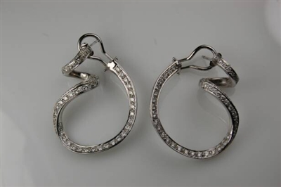 Estate Jewelry - Earrings - 18 Karat White Gold and Diamond Earrings