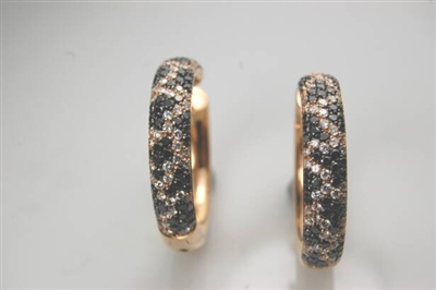 Fine Jewerly - Earrings - 18 Karat Rose Gold and Black and White Diamond Hoop Earrings