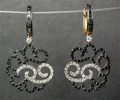 Fine Jewelry - Earrings - 18 Karat Rose Gold, Black and White Diamond Earrings