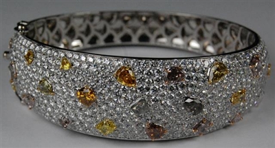 Fine Jewelry - Bracelets - 18 Karat White Gold and Multi Color Diamond Bracelet