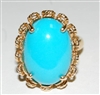 Estate Jewelry - Rings - 14 Karat Yellow Gold Turquoise Ring