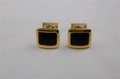 Fine Jewelry - Cufflinks - 18 Karat Yellow Gold and Onyx