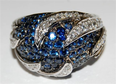 Fine Jewelry - Rings - 18 Karat White Gold Sapphire and Diamond Ring