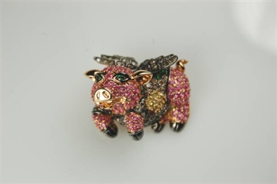 Estate Jewelry - Brooch - 18 Karat Rose Gold Pig Brooch