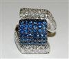 Estate Jewelry - Rings - 18 Karat White Gold, Sapphire and Diamond Ring