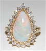 Estate Jewelry - Rings - 18 Karat Yellow Gold, Opal and Diamond Ring
