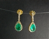 Estate Jewelry - Earrings - 18 Karat Yellow Gold Emerald and Diamond Earrings.