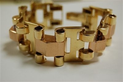 Estate Jewelry - Bracelets - 14 Karat Yellow and Rose Gold Bracelet