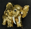 Estate Jewelry - Brooch - 18 Karat Yellow Gold and Ivory Elephant Brooch