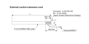 DV0P13905...EXTERNAL CONTROL EXTENSION CORD FOR SPEED CONTROLLERS, LENGTH 5 METERS