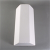 A rectangular white ceramic mold for fusing glass on a grey background. It has a rectangle along the length of the top with the edges angling downwards towards the outer edges of the mold. This gives the sides the look of half a hexagon.