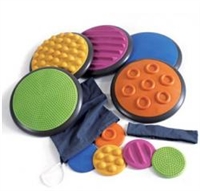 Got Special Kids | Gonge Tactile Discs - Tactile Stepping Stones. Make a path or par course with our multi tactile discs. Great indoor and out. Non skidding and soft on the feet.