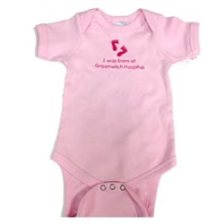 I was born at Greenwich Hospital Onesie: Pink