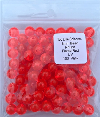 Size 8mm Round Bead/Fluorescent Red/100 pack