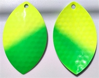 Size 7 FB Series Blade/Chartreuse w/Green Tip/BOTH SIDES AKA "Money"/Hex Brass Back/2 Pack