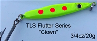 3/4 Ounce Flutter Series Jig/Chartreuse UV w/FlameUV Dots/1 per pack