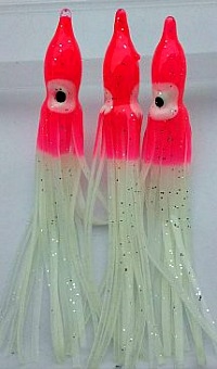 3.5" Squid Body/Glow w/UV Pink Head/5 Pack