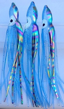 4" Squid Body/Light Blue w/Laser UV/6 Pack