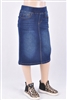 RK-77104KH Dk.Indigo Wash girls mid length skirt