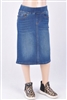RK-77104Ki Indigo Wash girls mid length skirt