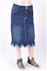 RK-77616K Dk.Indigo Wash girls mid length skirt