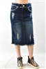 RK-77919KA Dk.Indigo Wash girls mid length skirt