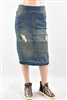 RK-79081K Vintage Wash girls mid length skirt