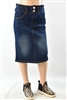 RK-79100K  Dk.Indigo Wash girls mid length skirt