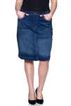 SG-76334XC Dk.Indigo Wash middle length skirt
