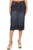 SG-77368G Dk.Indigo Wash calf length skirt