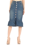 SG-77531B Vintage Wash calf length skirt