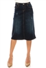 SG-79098 Dk.Indigo Wash calf length skirt