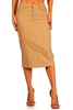 SG-79174A Khaki calf length skirt