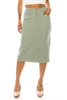 SG-79174A Sage calf length skirt