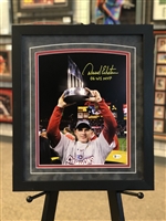 11x14 autographed matted & framed print of St Louis Cardinals 2006 WS MVP David Eckstein with trophy