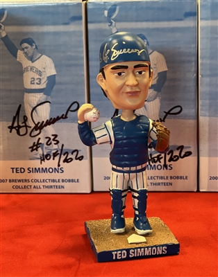 St Louis Cardinals Milwaukee Brewers Ted Simmons autographed bobblehead with autographed box