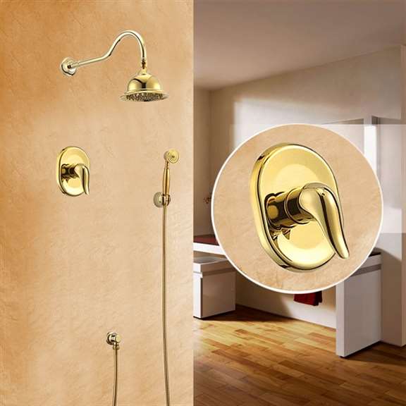 FontanaShowers Denver Wall Mount Gold Finish Rainfall Shower Set