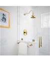 FontanaShowers Rio Classic Style Wall Mount Gold Shower Head with Mixer