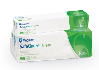 SafeGauze Green -2 x 2  Organic Cotton Non-Woven Squares