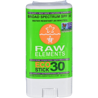 Raw Elements Eco Form Sunscreen Stick - SPF 30 Plus - .6 oz