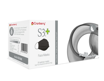 Cranberry S3+ Ear loop Face Masks- Black