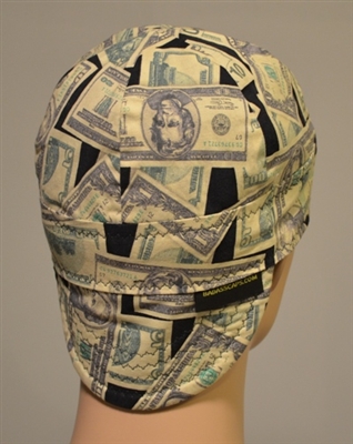 money welding hat  with cash and 100 dollar bills American currency.