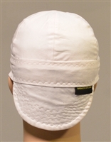 White skull cap or solid white welders cap