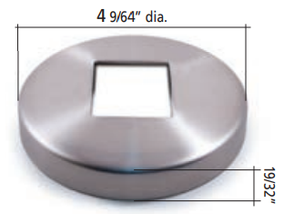 4 9/64 in. x 4 9/64 in. x 19/32 in. With 1 39/64 in. x 1 39/64 in. Opening Flange Canopy Stainless Steel