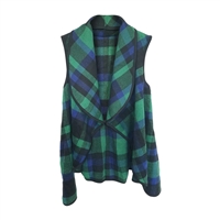 Open Front Plaid Vest